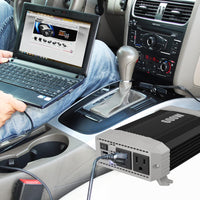 Energizer 600 Watt 12V DC to 110V AC Car Power Inverter, Modified Sine Wave, 2 Outlets, 2 USB Ports, Cigarette Lighter Plug & Clamps - ETL Approved Under UL STD 458