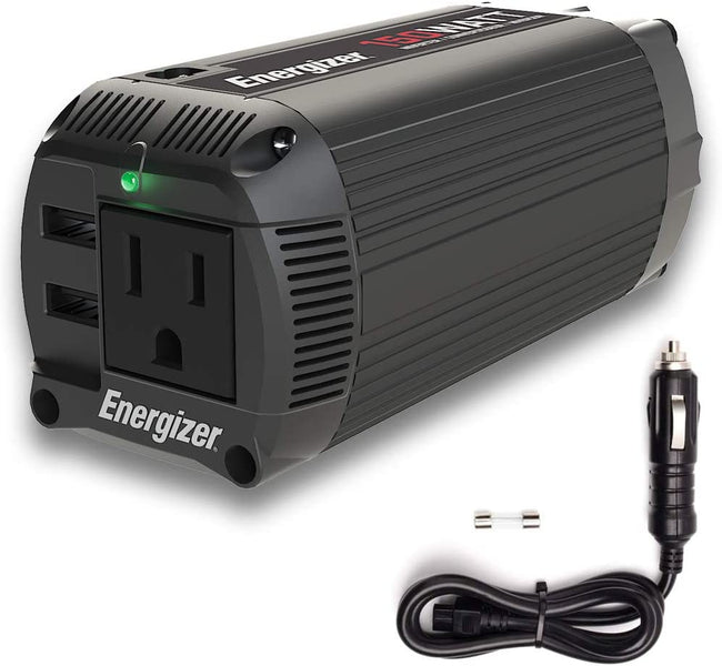 EN150 - Energizer 150 Watts Dual Power Inverter 12V to 110V, Modified Sine Wave Car Inverter, 110 Volts AC Outlet, Cigarette Lighter Adapter and 2 USB Ports