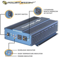 PowerBright 24 Volts Pure Sine Power Inverter 600 Watt image of user manual
