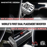 Energizer 150 Watts Pure Sine Wave Power Inverter - 2 USB Ports QC 3.0 -