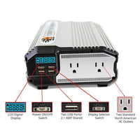 Refurbished Hammerdown 1500 Watt 12V DC to 110V AC Power Inverter - No Cables