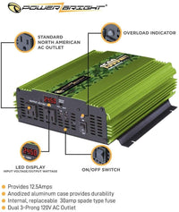 ML1500 Power Bright 1500 Watt 24V Power Inverter image of features