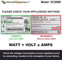 VC300W PowerBright Step Up & Down Transformer image of wattage